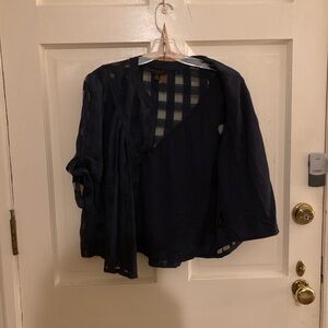 Current Air Dark Blue Plaid Blouse